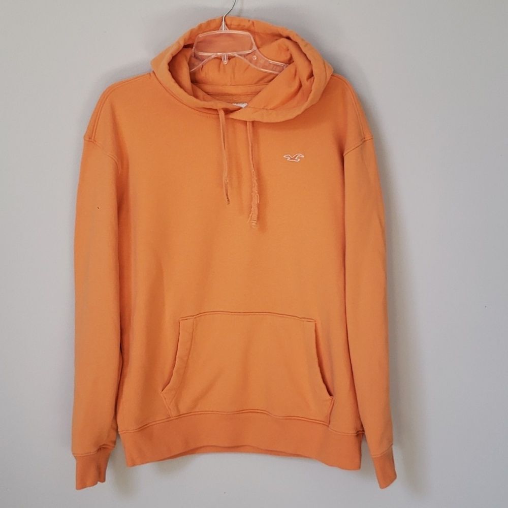 Y2K Hollister California Hoodie Mens M Solid Orange Sweatshirt Cozy Casual TS12